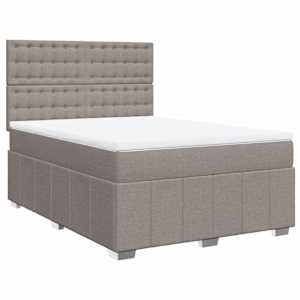 vidaXL Boxspring met matras stof taupe 140x190 cm