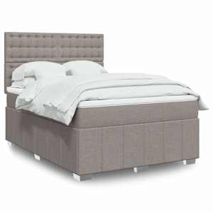Box spring postelja z vzmetnico taupe 140x190 cm blago