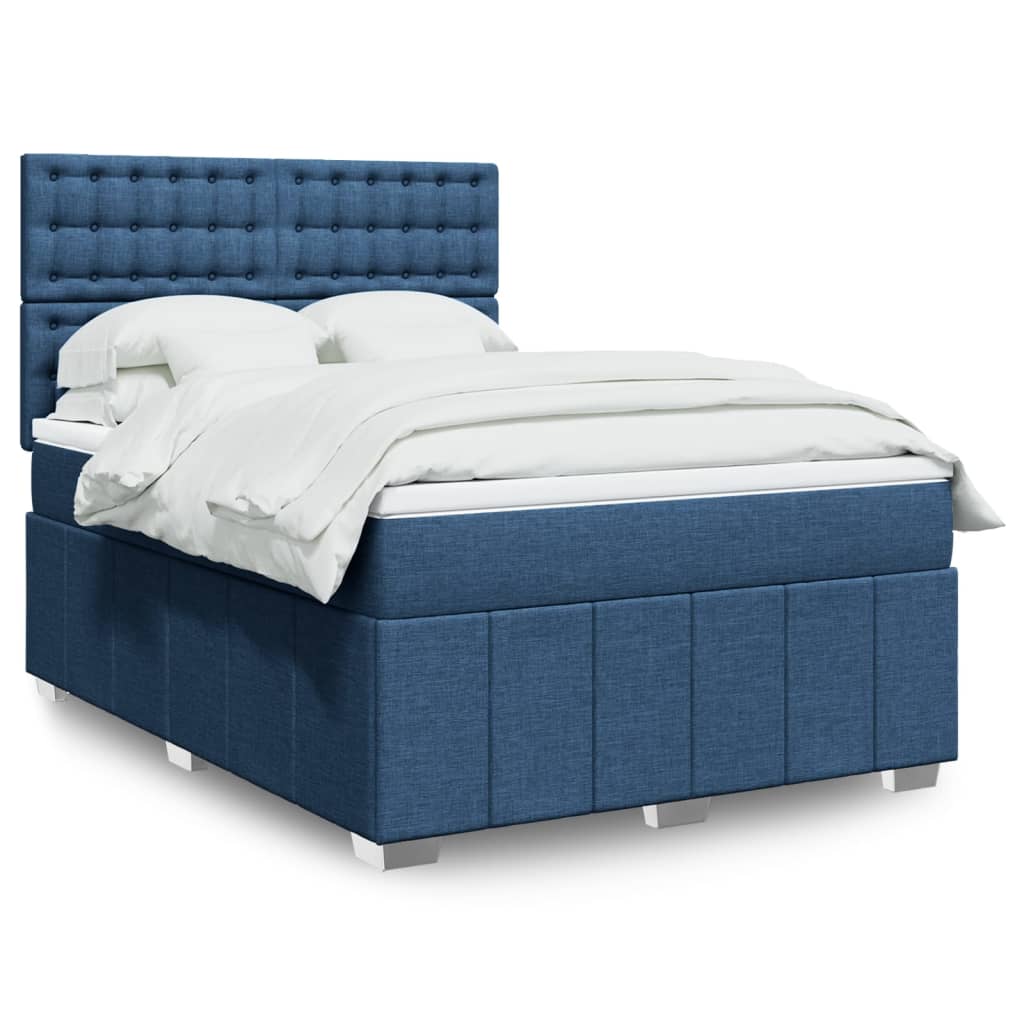 Boxspringbett mit Matratze Blau 140×190 cm Stoff