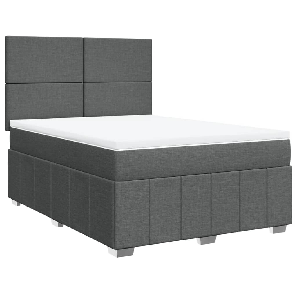 vidaXL Boxspring met matras stof donkergrijs 140x200 cm afbeelding