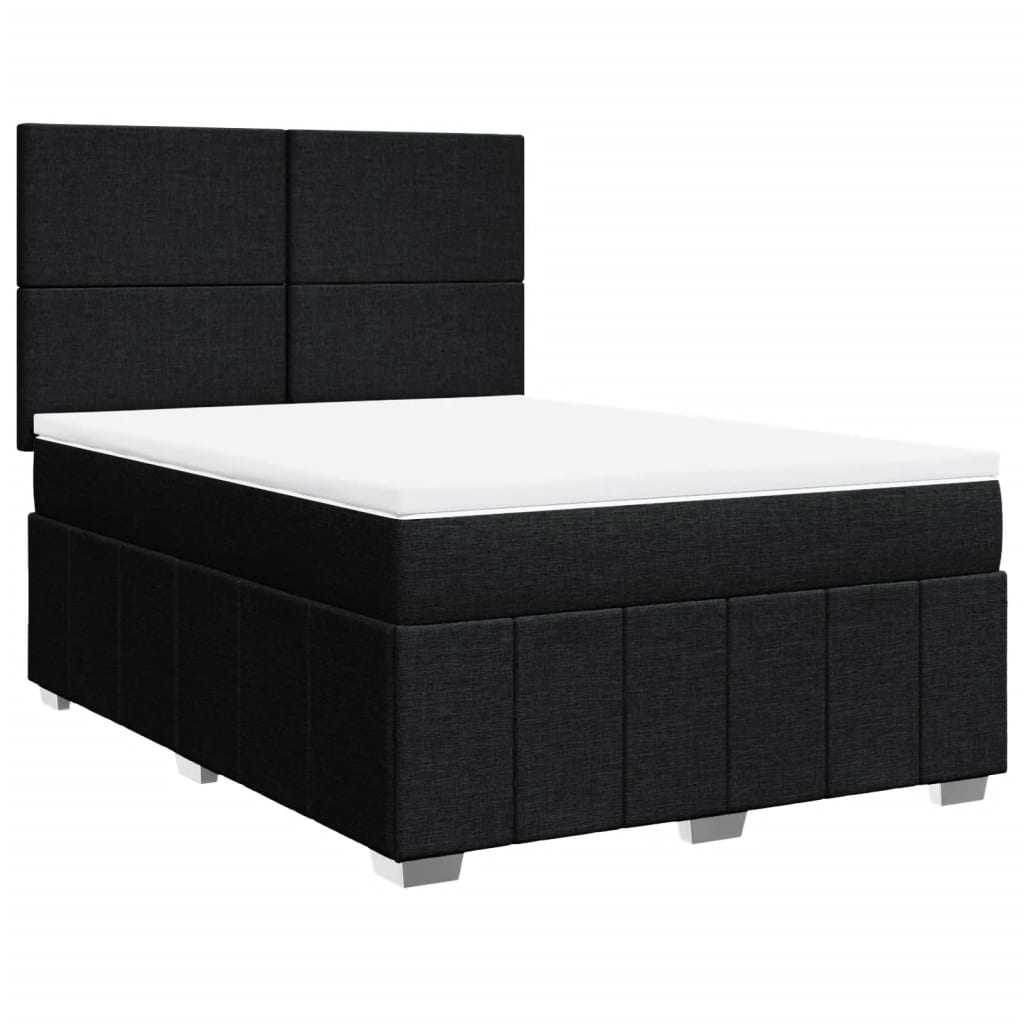 vidaXL Boxspring met matras stof zwart 140x200 cm afbeelding