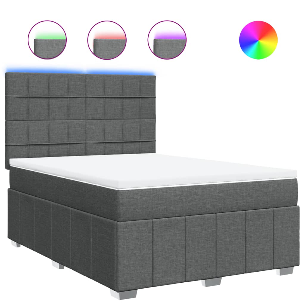 vidaXL Box spring postel s matrací tmavě šedá 140x200 cm textil