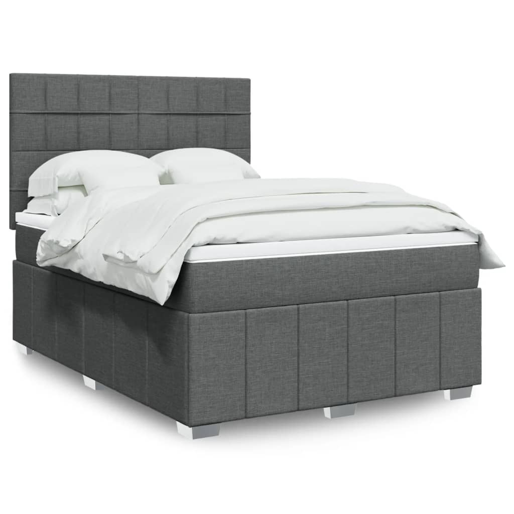 Boxspringbett mit Matratze Dunkelgrau 140×200 cm Stoff