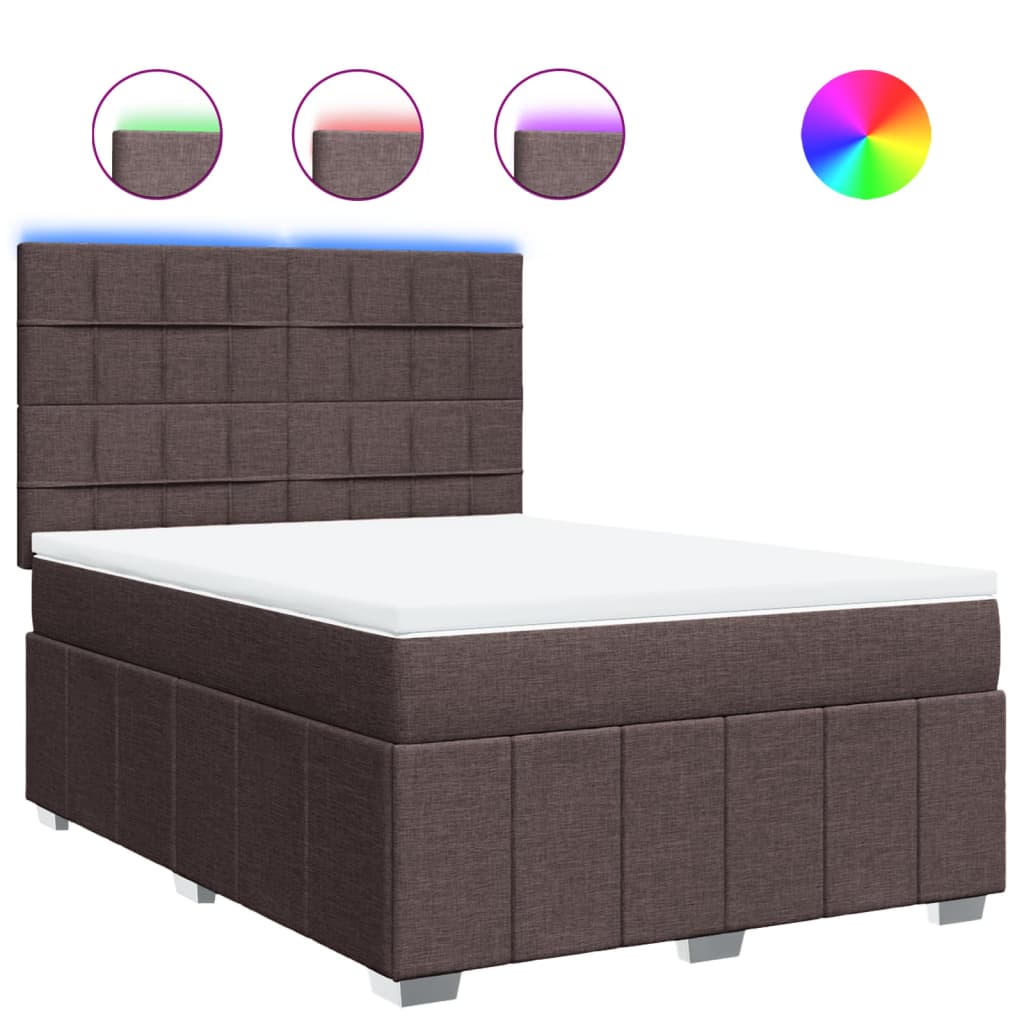 Thumbnail - vidaXL Boxspringbett mit Matratze Dunkelbraun 140x200 cm Stoff