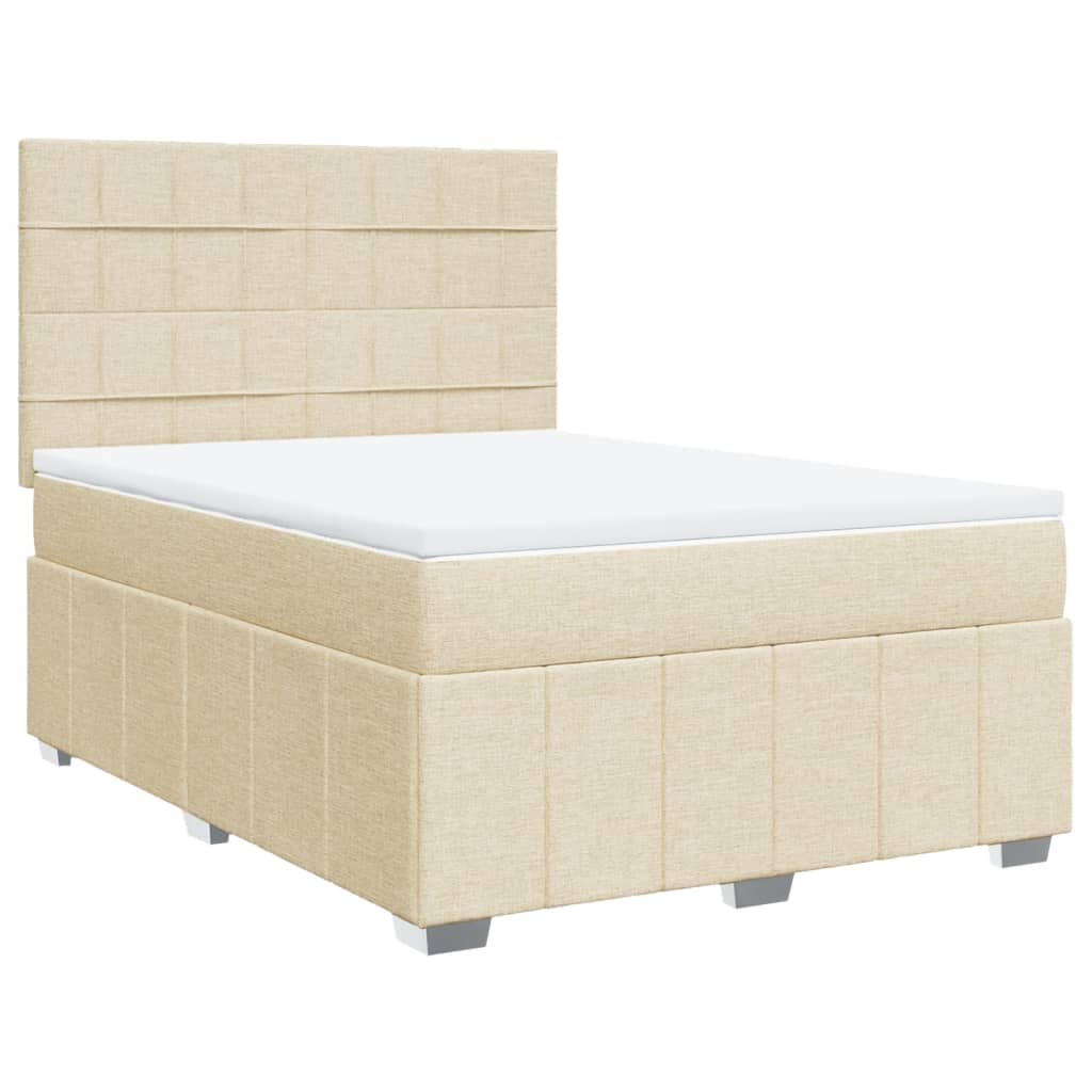 vidaXL Boxspring met matras stof crèmekleurig 140x200 cm afbeelding