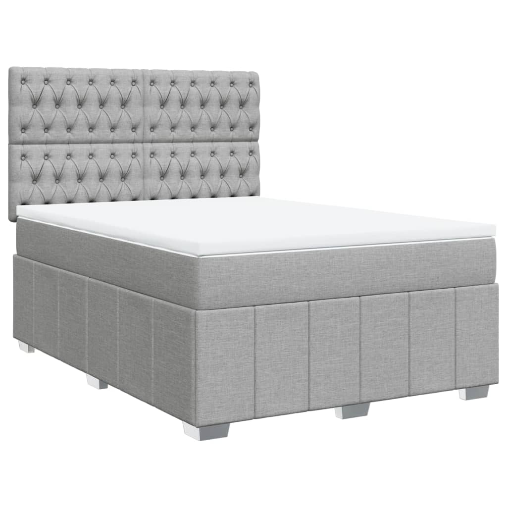 vidaXL Boxspring met matras stof lichtgrijs 140x200 cm afbeelding
