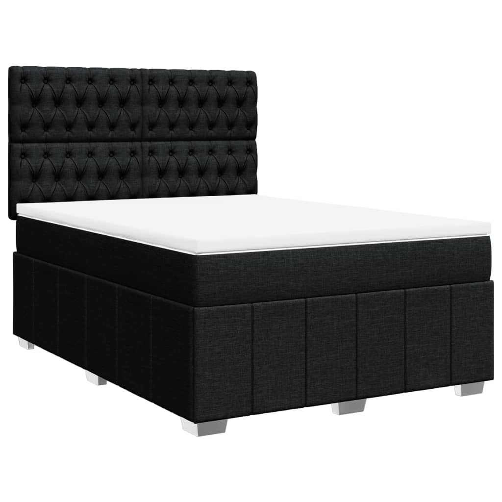 vidaXL Boxspring met matras stof zwart 140x200 cm afbeelding