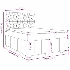 Box spring postel s matrací tmavě hnědá 140x200 cm textil - obrázek 18