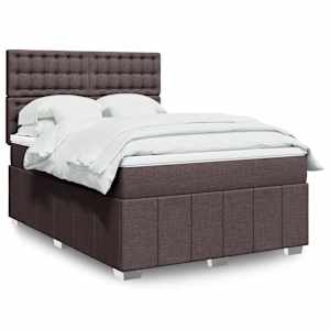 Box spring postel s matrací tmavě hnědá 140x200 cm textil - obrázek 1