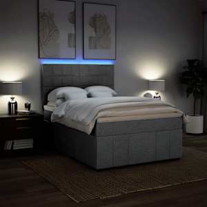 Box spring postel s matrací světle šedá 160 x 200 cm textil - obrázek 4