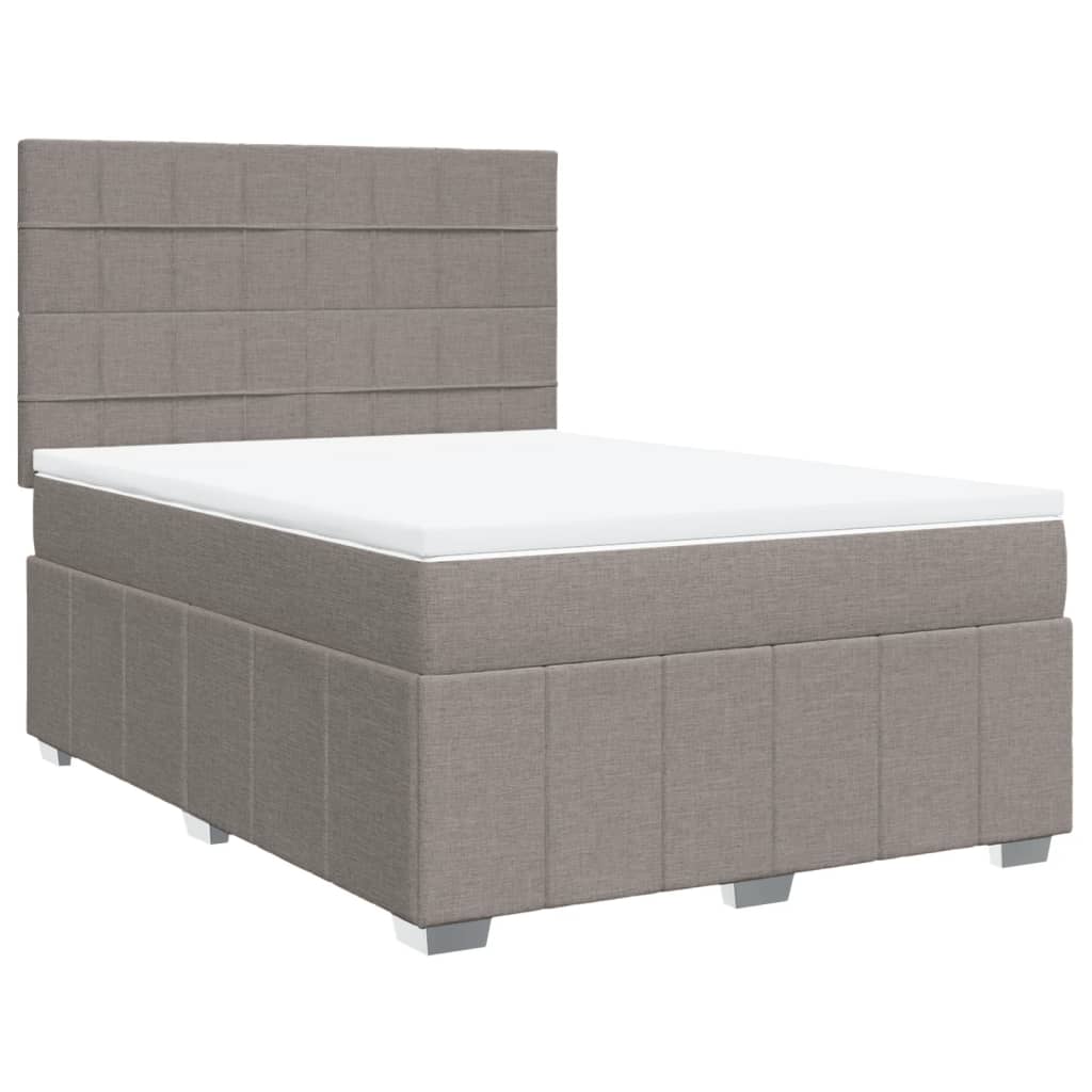 vidaXL Boxspring met matras stof taupe 160x200 cm afbeelding