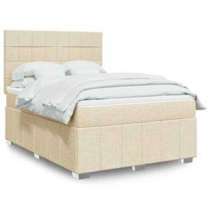 Box spring postel s matrací krémová 160x200 cm textil - obrázek 1