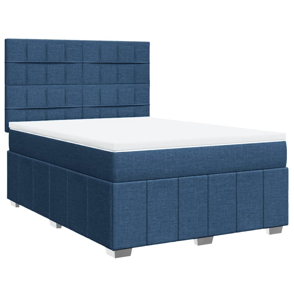 vidaXL Boxspring met matras stof blauw 160x200 cm afbeelding