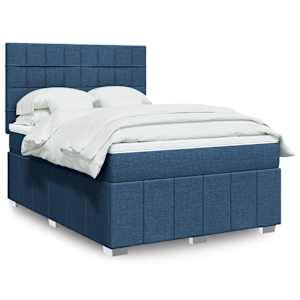 Box spring postelja z vzmetnico modra 160x200 cm blago