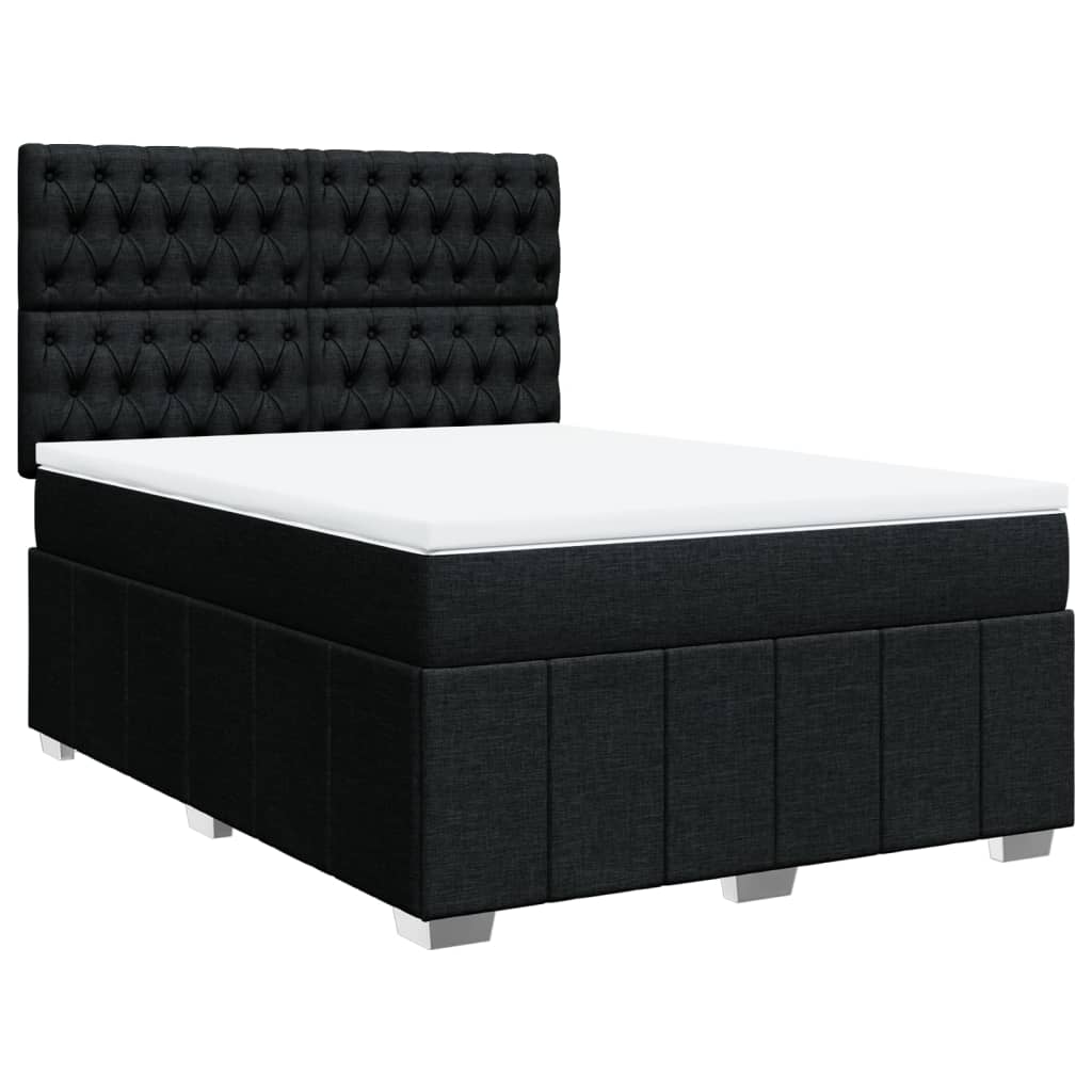 vidaXL Boxspring met matras stof zwart 160x200 cm afbeelding