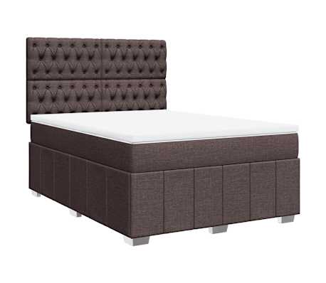 vidaXL Boxspringbett mit Matratze Dunkelbraun 160x200 cm Stoff