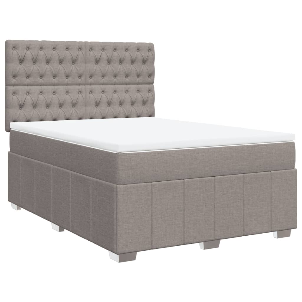 vidaXL Boxspring met matras stof taupe 160x200 cm afbeelding