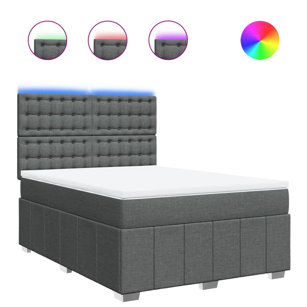 vidaXL Box spring postel s matrací tmavě šedá 160x200 cm textil