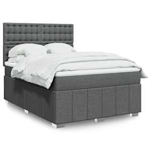 Box spring postel s matrací tmavě šedá 160x200 cm textil - obrázek 1