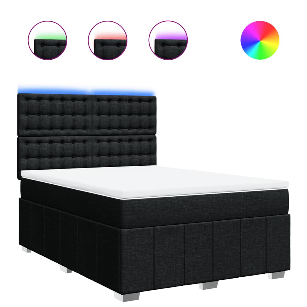 vidaXL Box spring postel s matrací černá 160x200 cm textil
