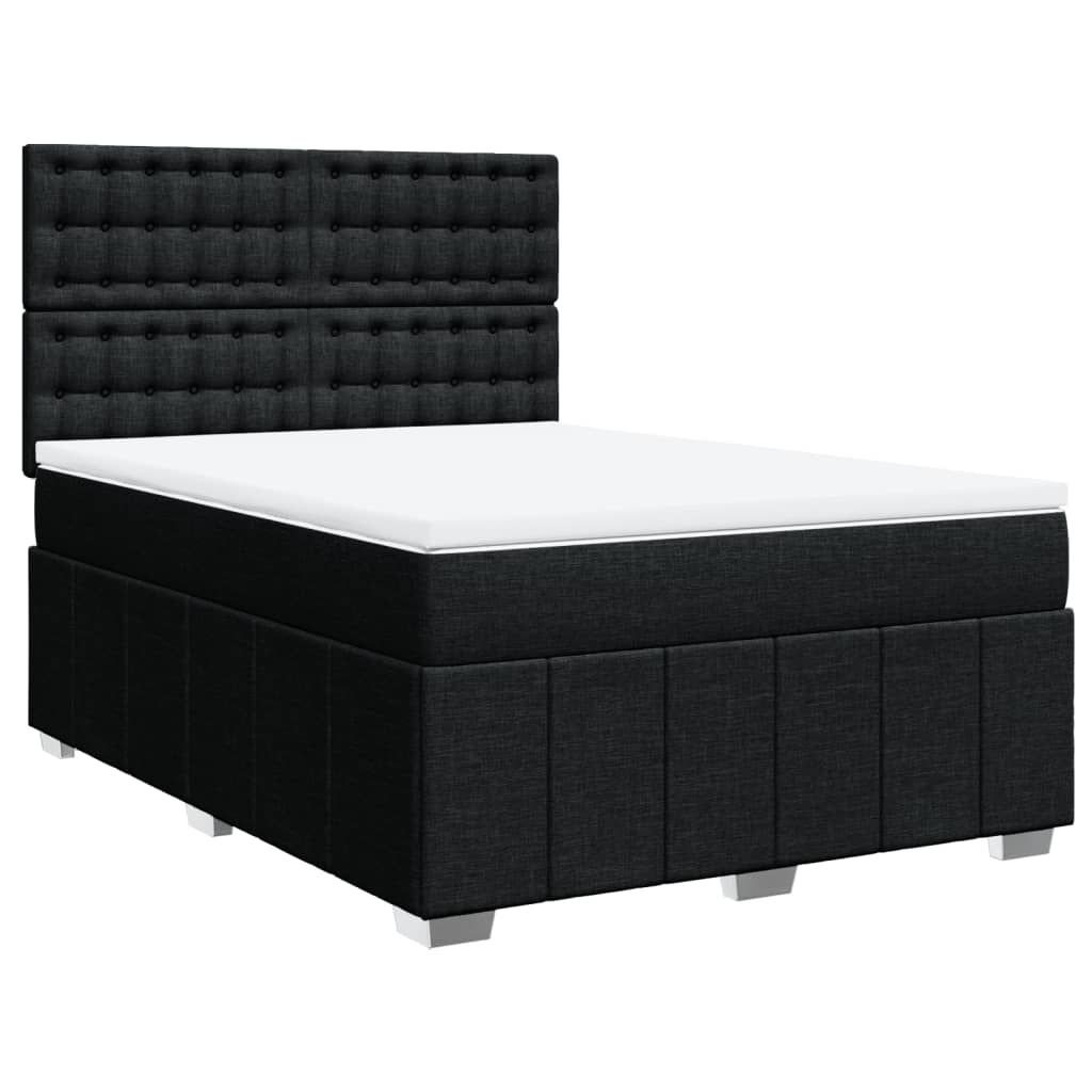 vidaXL Boxspring met matras stof zwart 160x200 cm afbeelding