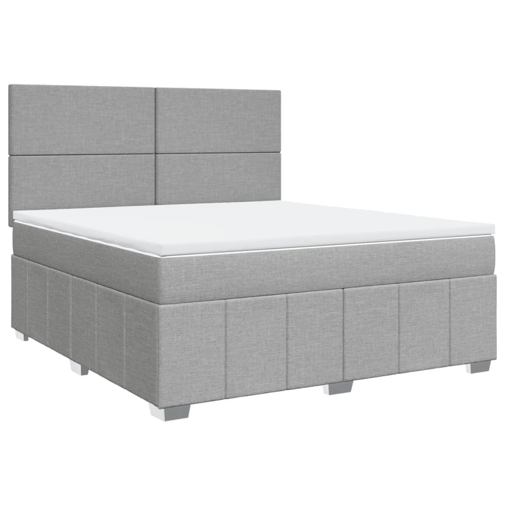 vidaXL Boxspring met matras stof lichtgrijs 180x200 cm afbeelding