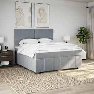 Box spring postel s matrací světle šedá 180 x 200 cm textil - obrázek 5