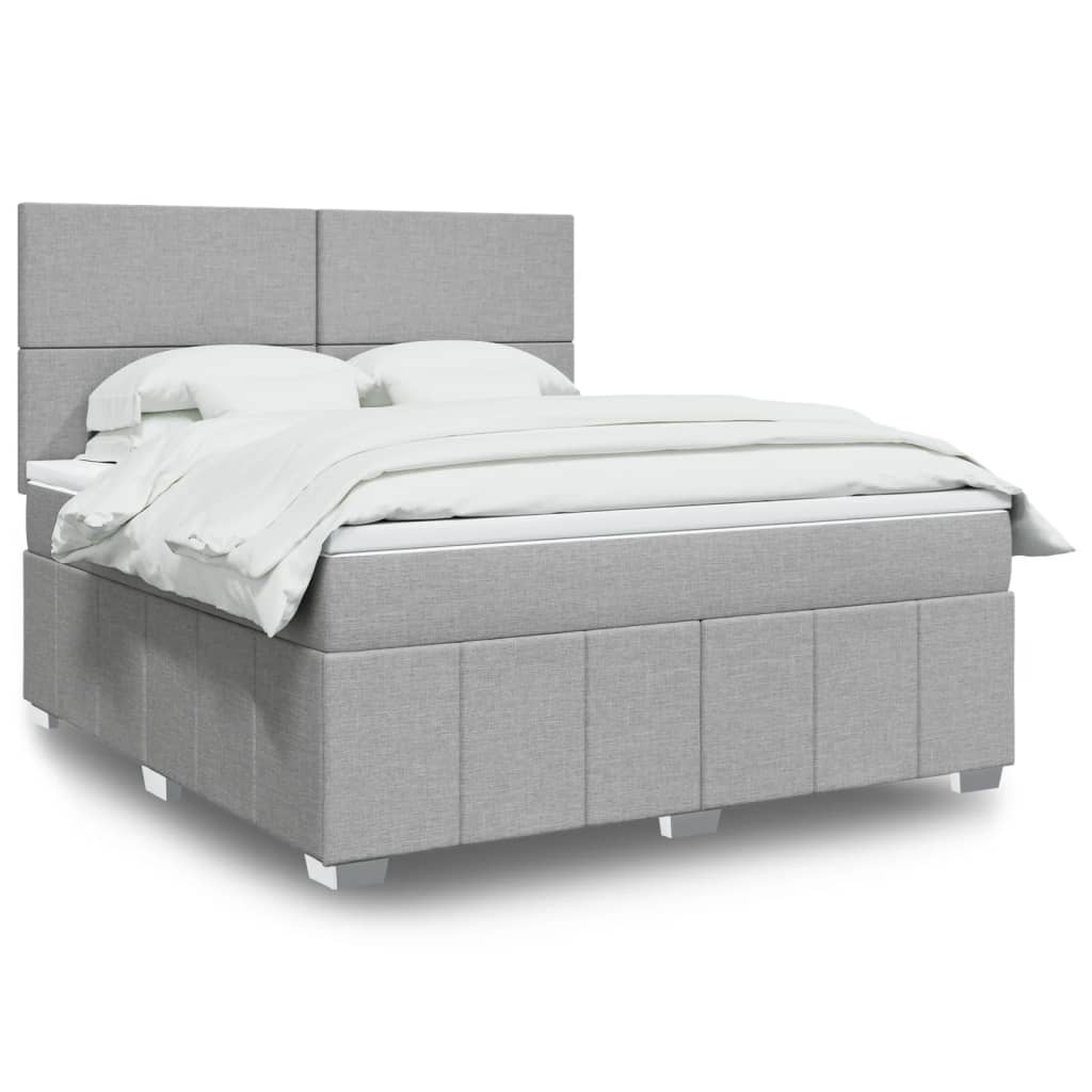 Boxspringbett mit Matratze Hellgrau 180×200 cm Stoff