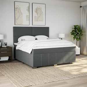 Box spring postel s matrací tmavě šedá 180x200 cm textil - obrázek 5