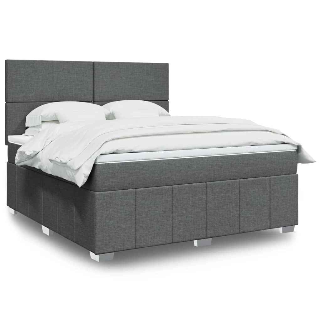 Boxspringbett mit Matratze Dunkelgrau 180×200 cm Stoff