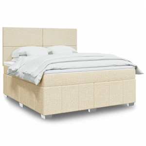 Box spring postelja z vzmetnico krem 180x200 cm blago