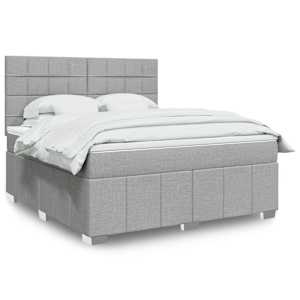 Box spring postel s matrací světle šedá 180 x 200 cm textil - obrázek 1