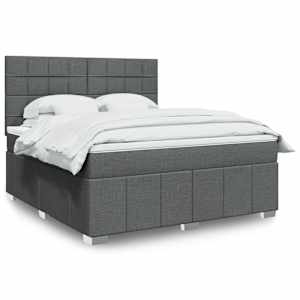 Box spring postel s matrací tmavě šedá 180x200 cm textil - obrázek 1
