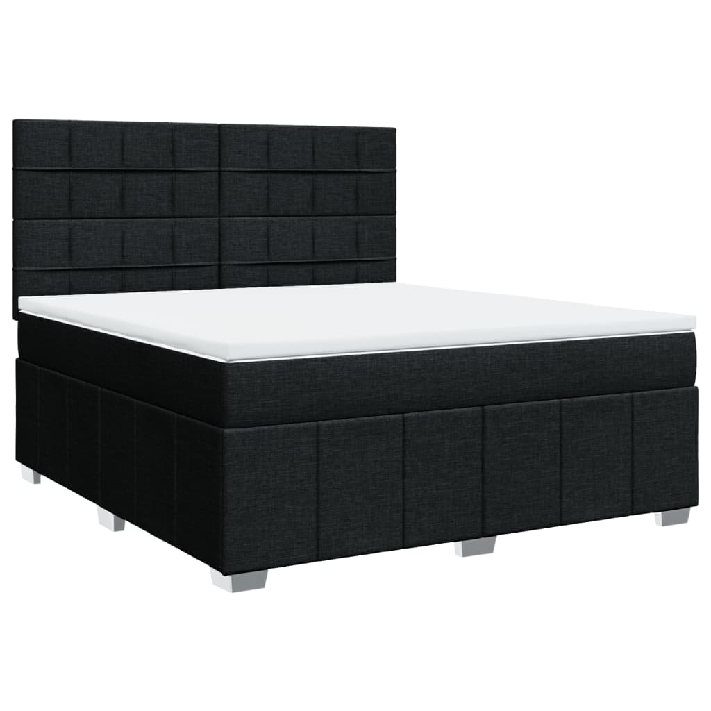 vidaXL Boxspring met matras stof zwart 180x200 cm afbeelding