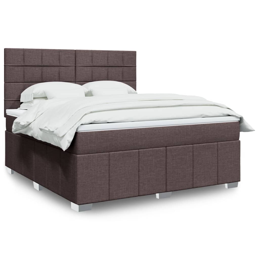 vidaXL Pat continental cu saltea maro închis 180x200cm material textil