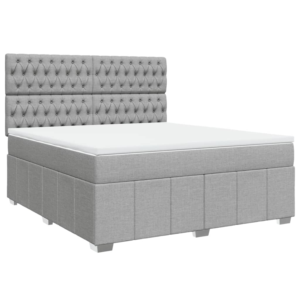 vidaXL Boxspring met matras stof lichtgrijs 180x200 cm afbeelding