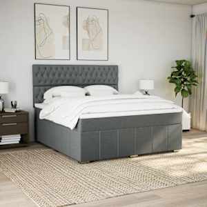 Box spring postel s matrací tmavě šedá 180x200 cm textil - obrázek 5