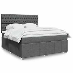 Box spring postel s matrací tmavě šedá 180x200 cm textil - obrázek 1