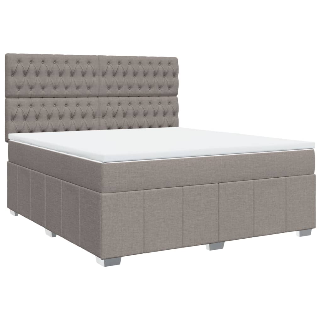 vidaXL Boxspring met matras stof taupe 180x200 cm afbeelding