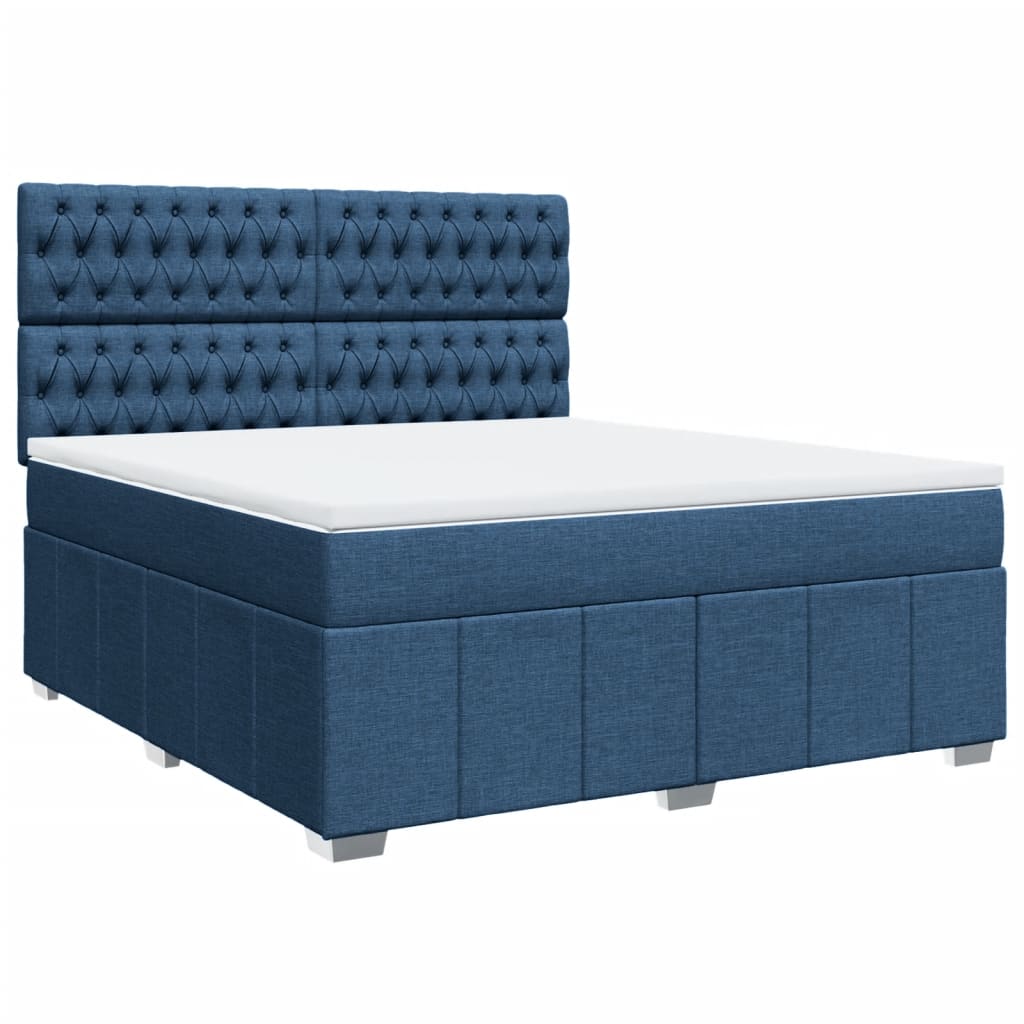 vidaXL Boxspring met matras stof blauw 180x200 cm afbeelding