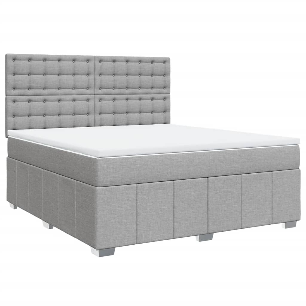 vidaXL Boxspring met matras stof lichtgrijs 180x200 cm afbeelding