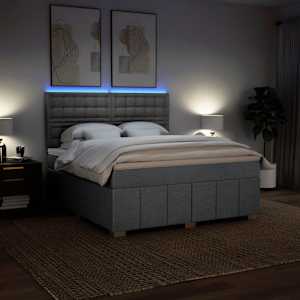 Box spring postel s matrací světle šedá 180 x 200 cm textil - obrázek 4