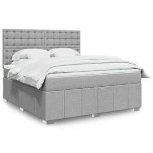 Box spring postel s matrací světle šedá 180 x 200 cm textil - obrázek 1