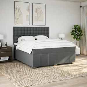 Box spring postel s matrací tmavě šedá 180x200 cm textil - obrázek 5