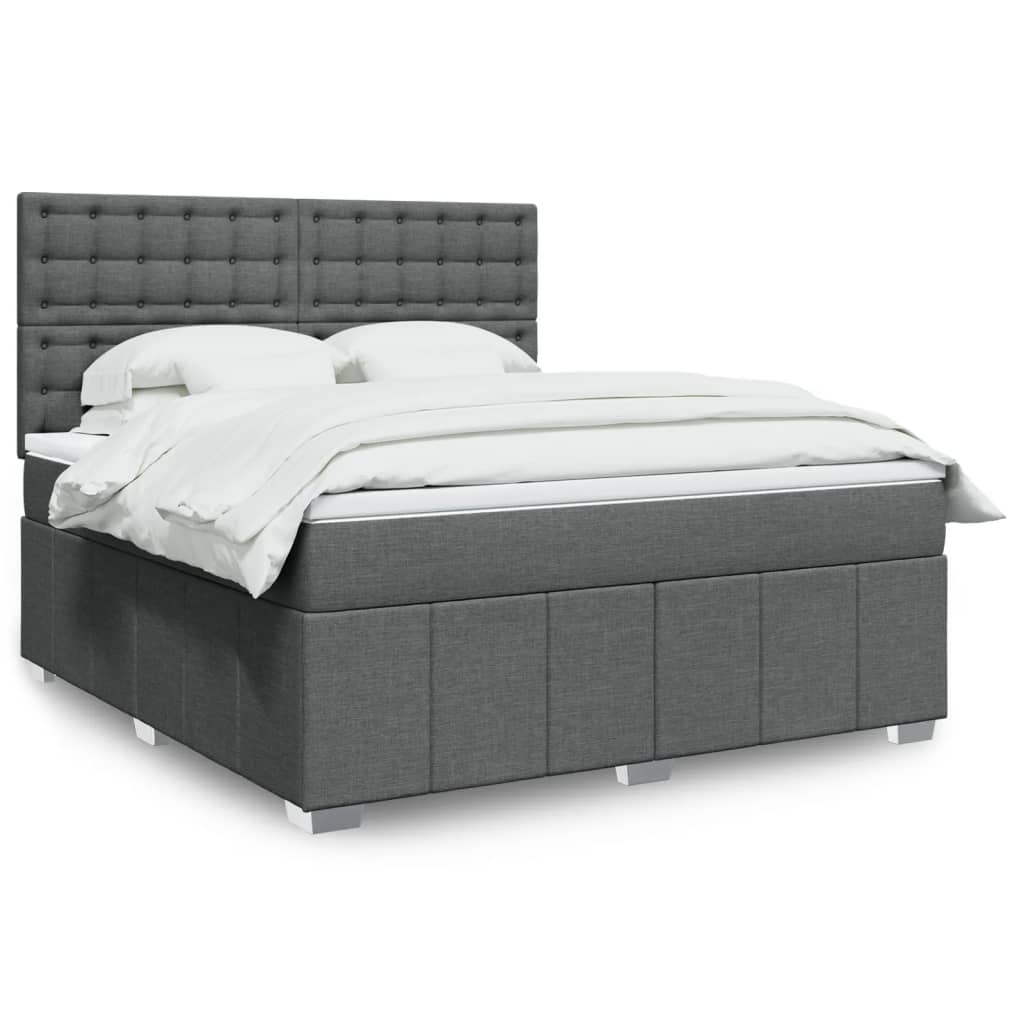 Boxspringbett mit Matratze Dunkelgrau 180×200 cm Stoff