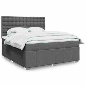 Box spring postel s matrací tmavě šedá 180x200 cm textil - obrázek 1