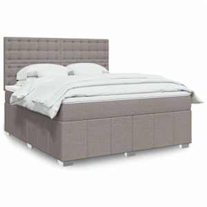 Box spring postel s matrací taupe 180x200 cm textil - obrázek 1