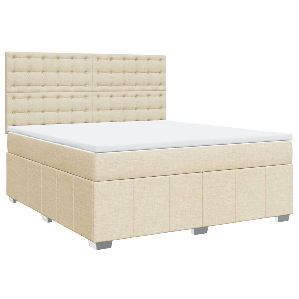 vidaXL Boxspring met matras stof crèmekleurig 180x200 cm afbeelding