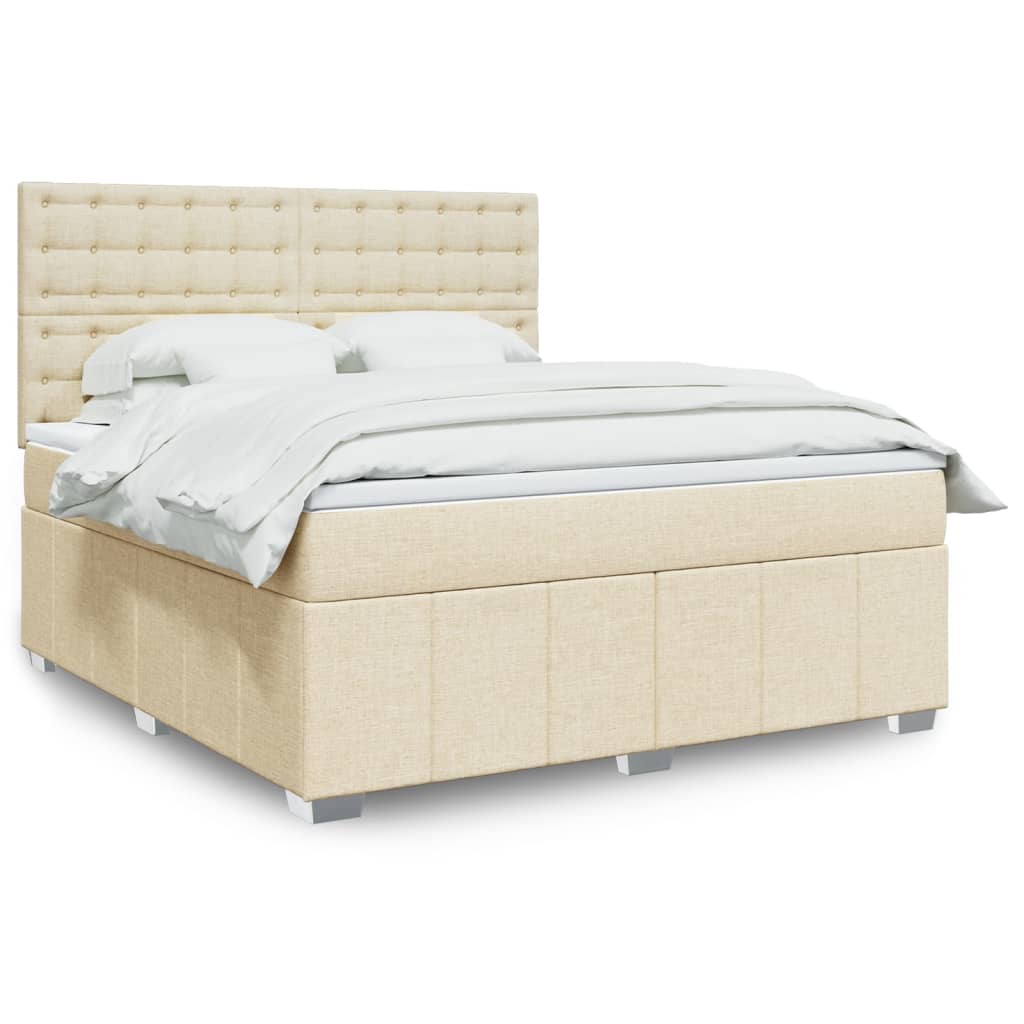 Boxspringbett mit Matratze Creme 180×200 cm Stoff