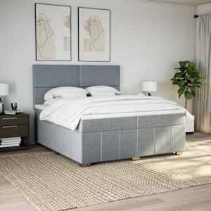 Box spring postel s matrací světle šedá 200 x 200 cm textil - obrázek 5